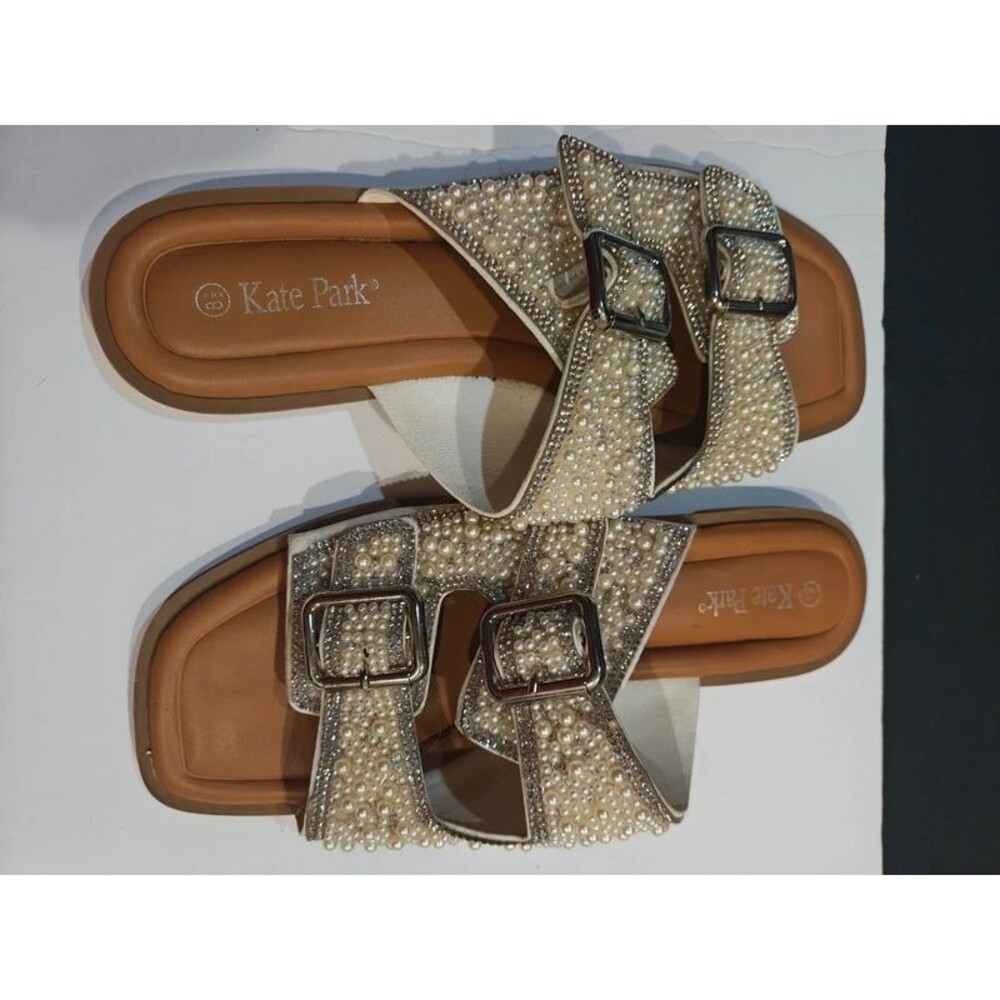 Kate Park gold glitter buckle slide 🩴 - Size 8 1/2